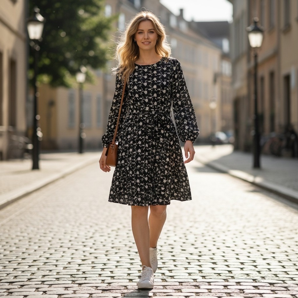 Draper James RSVP Black Ivory Embroidered Floral Mini Dress KD7492EV S NWT